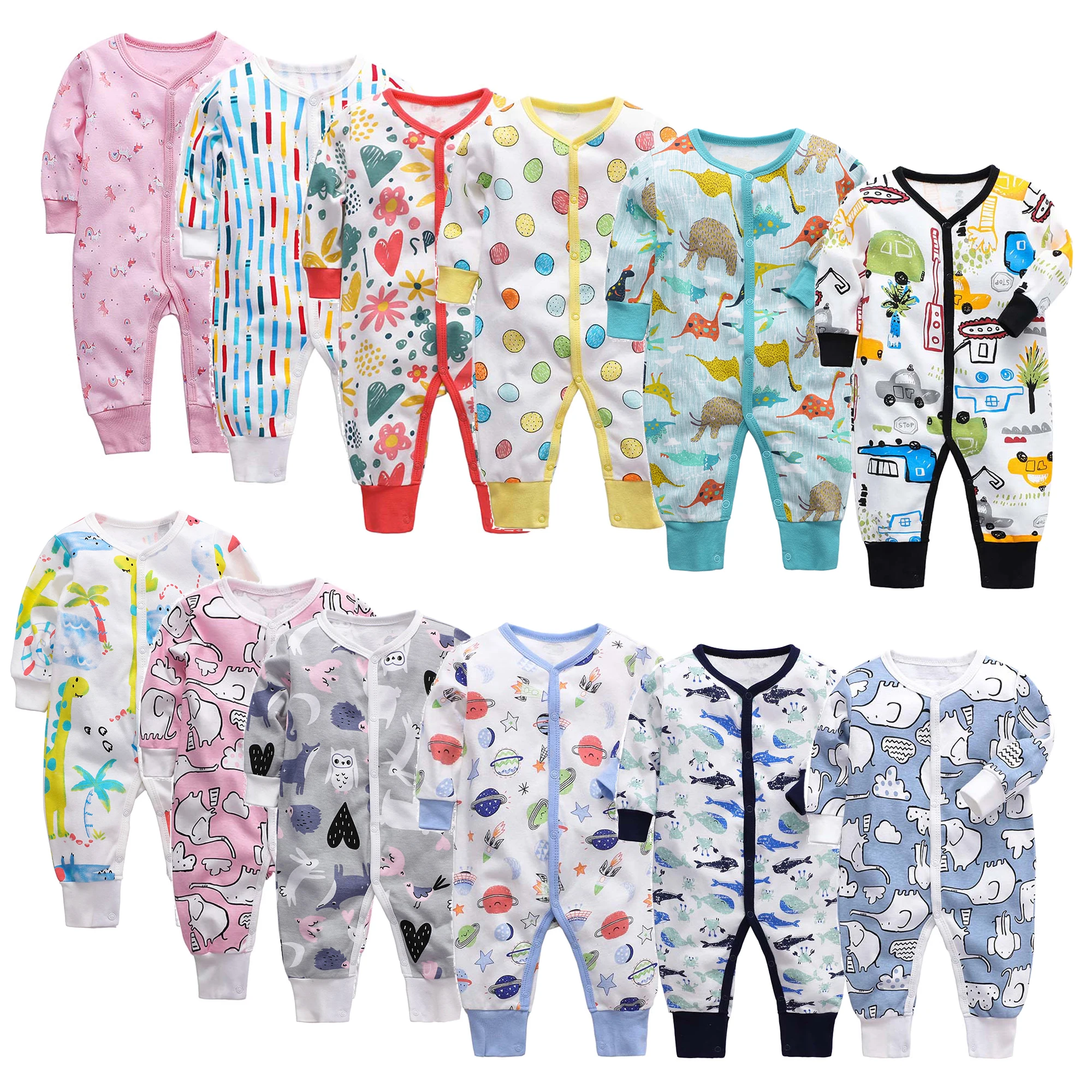 Spring and Autumn Baby Romper for baby Boys Girls Clothes Cartoon Printed Jumpsuit pants crawling Pajamas Baby Clothes Playsuit