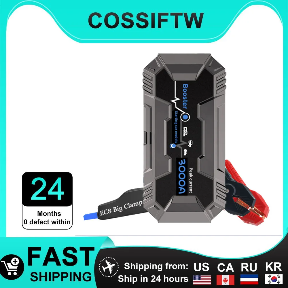 

COSSIFTW Power Bank Jump Starter 3000A Портативное зарядное устройство Автомобильный усилитель 12 В Автоматическое пусковое устройство Аварийный автомобильный аккумулятор Стартер