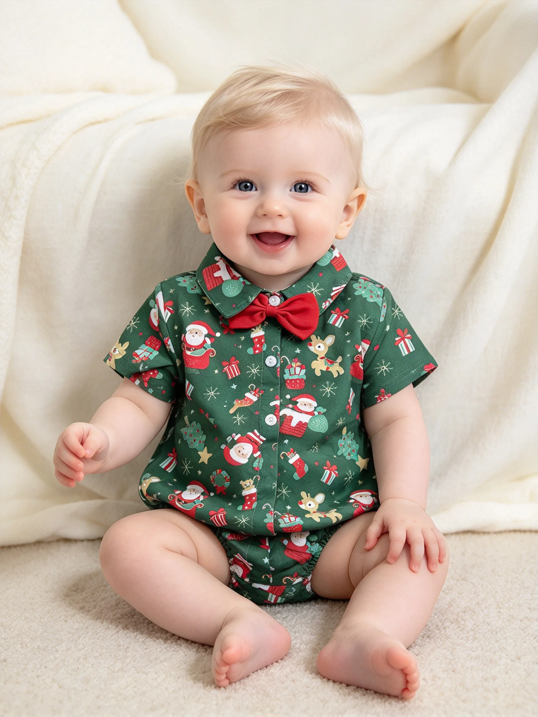 Christmas Baby Boys Gentleman Romper Casual Infant Long Sleeve Bodysuit Summer Jumpsuits Outfits