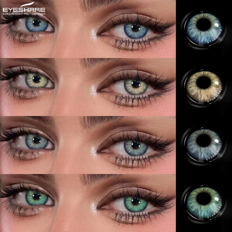 EYESHARE Kontaktlinsen, modische blaue Augenlinsen, 1 Paar Beauty Green, weiche, jährlich farbige Gläser für die Augen