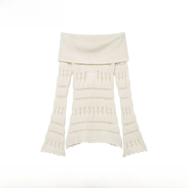 

Faionable Hollow out oulder Knitwear ZR Sle New Autumn Winter Women's Long Sve Polyester Fiber Casual Wear