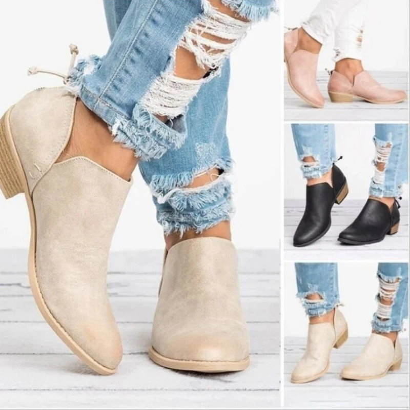 Retro Contracted Short Boots Fashion Elegant Point Toe Women Shoes Comfy Leisure Plus Size Slip on Sneakers Botas De Mujer