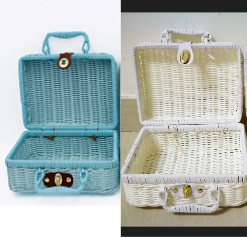 1 Pcs Rattan Baskets Picnic Storage Basket Wicker Suitcase With Hand Gift Box Woven Cosmetic Storage Box Organization Storage