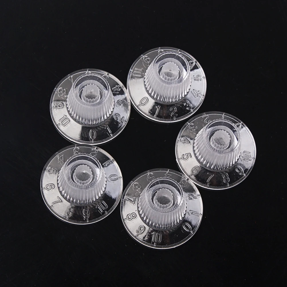 

5 PCS Transparent Knob Set Guitar Volume Knobs Potentiometer Electric Bass Control