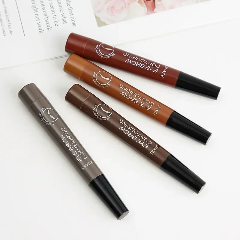 ดินสอเขียนคิ้ว 4 จุด Maquillajes Para Mujer กันน้ํา Liquid Eyebrow ปากกาแต่งหน้าเครื่องสําอางติดทนนาน Microblade Brow Pencil