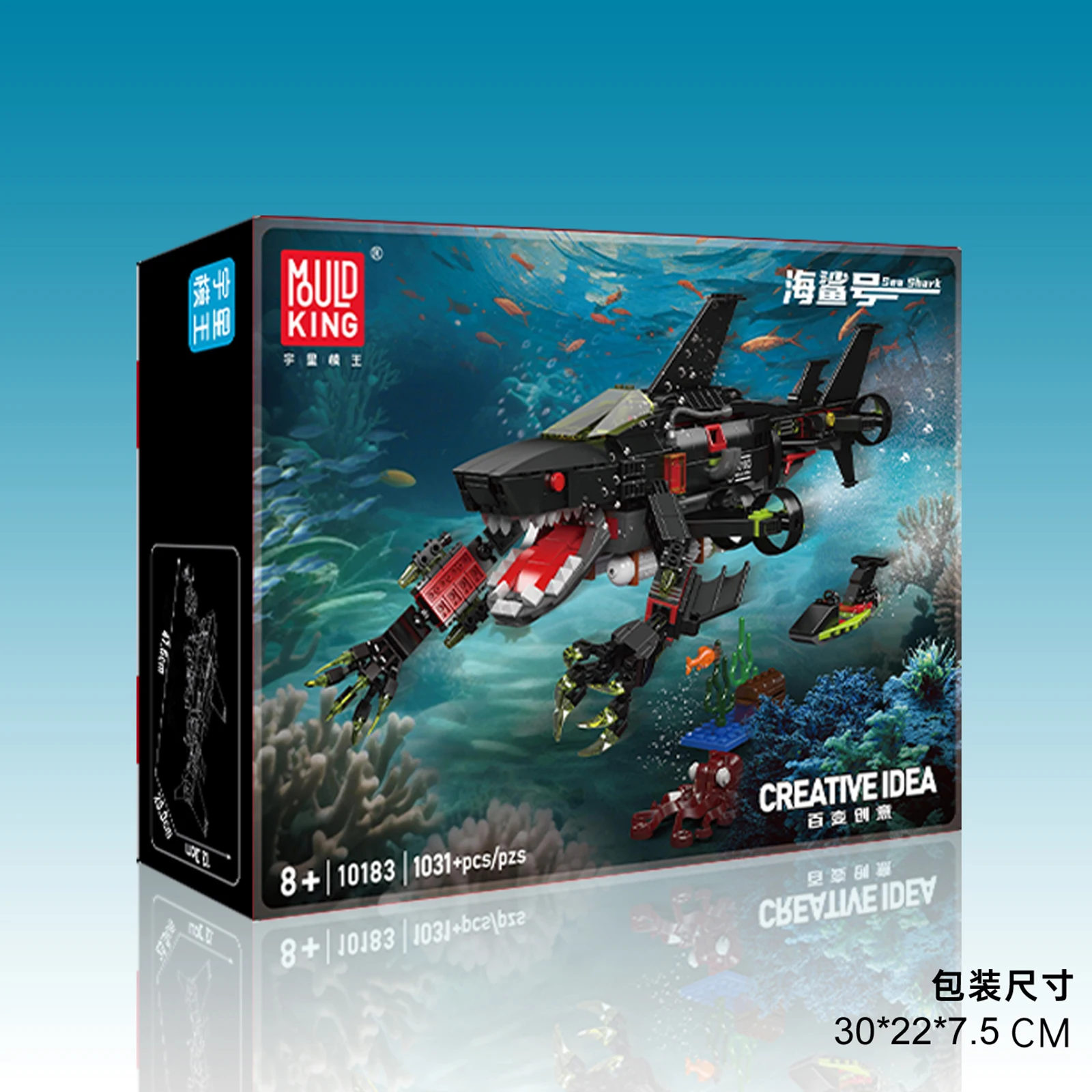 

Mould King 1031Pcs 10183 Robot Shark Model Mini Building Blocks Set - Deep Sea MOC Mechanical Animals STEM Bricks Assembly Toys