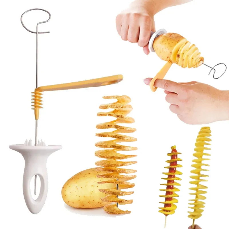 

Rotate Potato Slicer Stainless Steel Plastic Vegetable Tools Creative Kitchen Gadgets Twisted Potato Slice Cutter Spiral