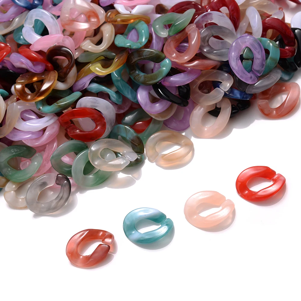 100 Stück 14x10mm Acryl-Mischfarben-Drehketten-Perlen, Kettenzubehör für die Schmuckherstellung, DIY-Armbänder, Halsketten – Detail 5