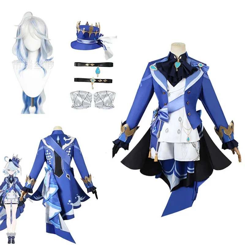2025 New Genshin Impact Anime Game Focalors Furina Cosplay Costume Fontaine Outfits Dress Wig Hat Suit Halloween Party C