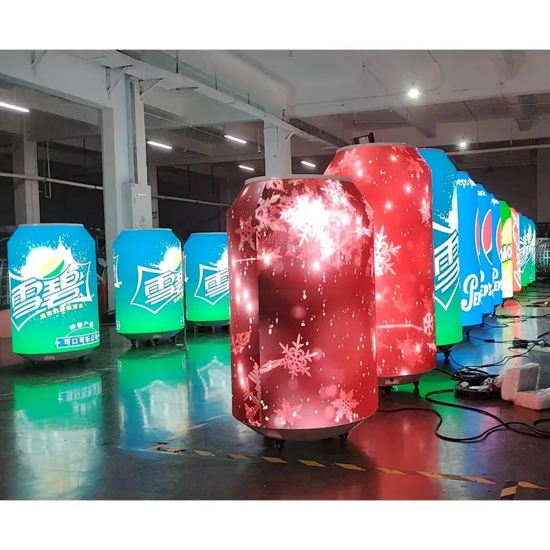 16:9 IP65 Waterproof Slim High Bright Can LED Screen Flexible Beer Bottle Shape Indoor Outdoor Advertising Display
