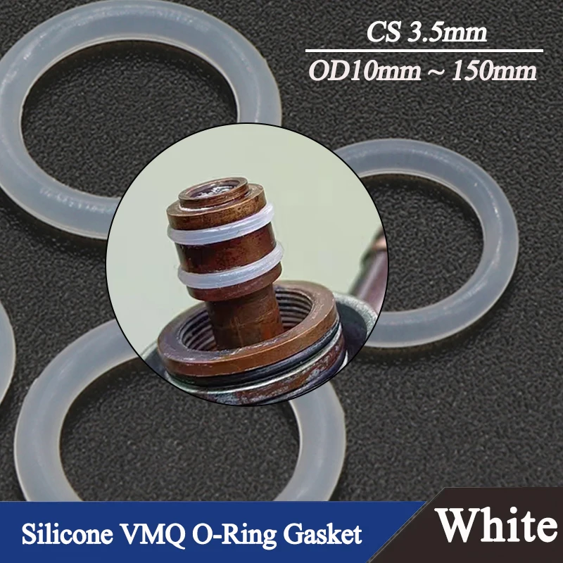 

10/50Pcs Food Grade White Silicone VMQ O-Ring Gasket CS 3.5mm OD10~150mm Waterproof Washer Nontoxic Silicone Rubber Sealing Ring