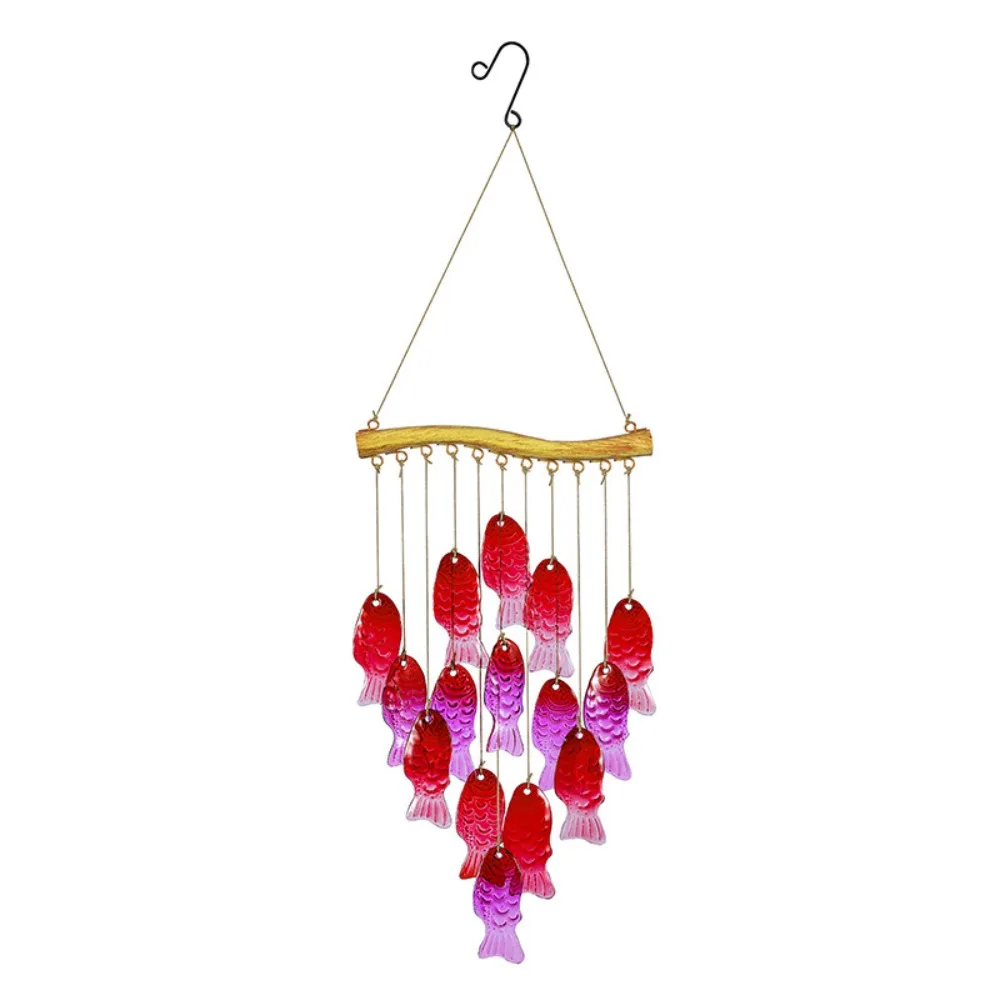 

Creative Fish Shaped Wind Chime Crafts Shell Colored Glass Wind Chime Iron Art Colorful Light Collection Pendant Beach Parties