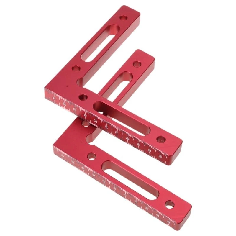 

E8BD 2Pcs L Ruler Aluminium Corner Clamping Square Positioning Squares Clamps Carpenter Tools 4.7x4.7"