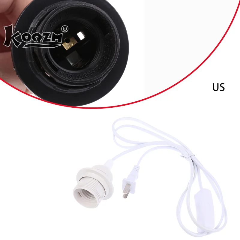 1.8M EU/US Plug E27 Full Teeth Lamp Base Holder Power Cord Hanging Pendant LED Light Fixture Socket Cord Adapters With Switch