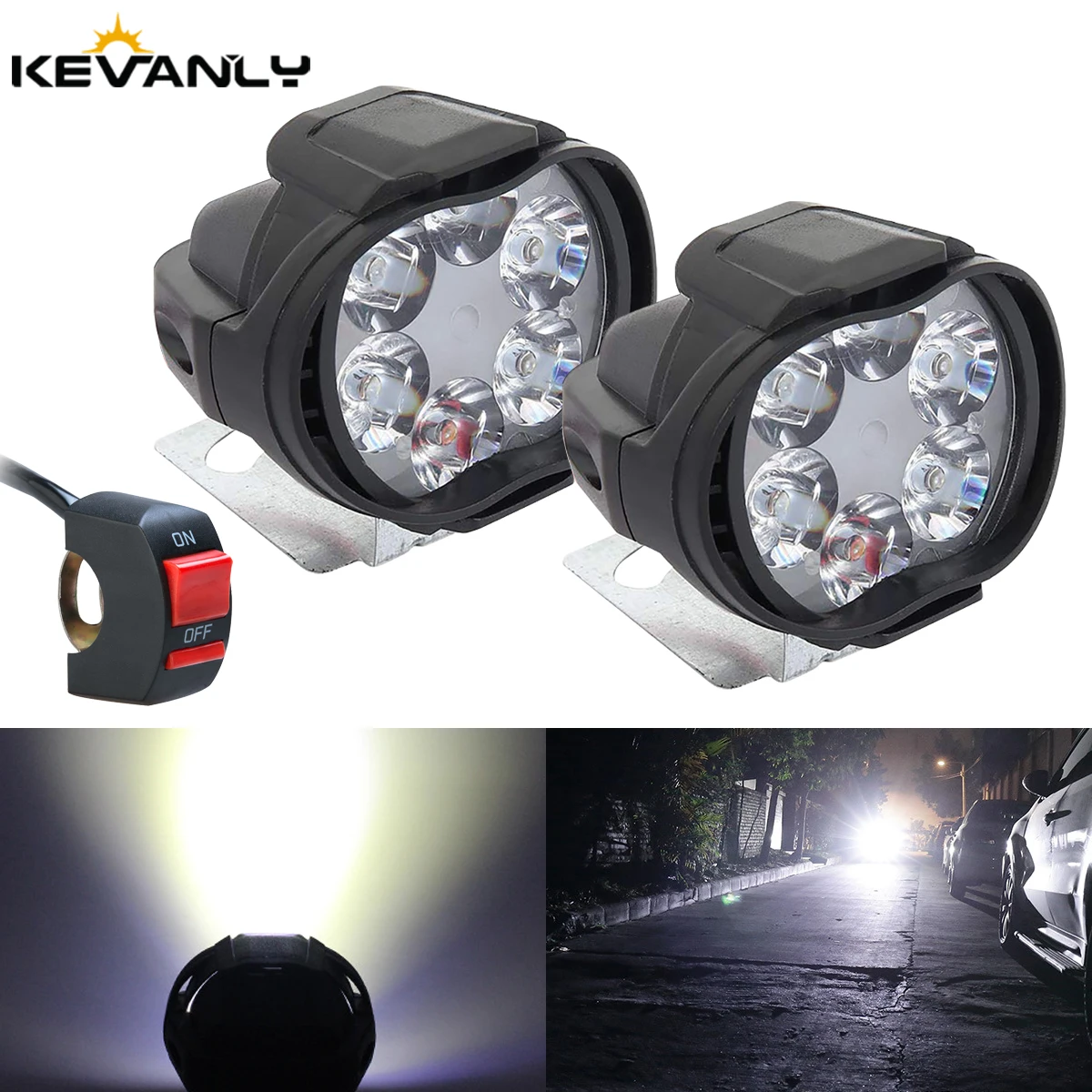 2pcs/set 6LED Motorcycle Headlight External Electric Lights Spot Mini Working Fog Lamp 8W 6000K Spot Fog Lam Electric Car Light