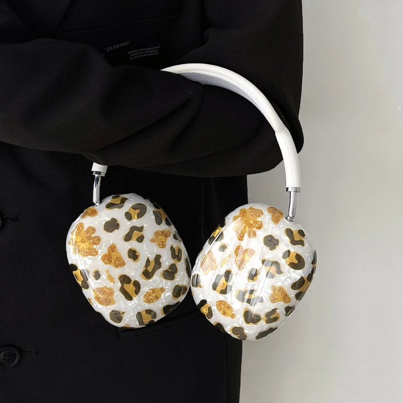 Роскошный чехол с леопардовым принтом для наушников, силиконовый чехол для Airpods Max, защитный чехол IMD для наушников Apple Airpods Max, аксессуары для наушников