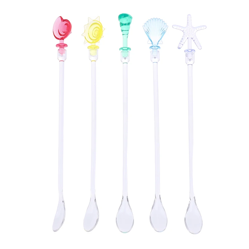 1Pc Acrylic Cartoon Marine Life Cocktail Drink Mixer Ladle Stirring Wine Sticks Bar Tool Accessories Swizzle Stick Random Style