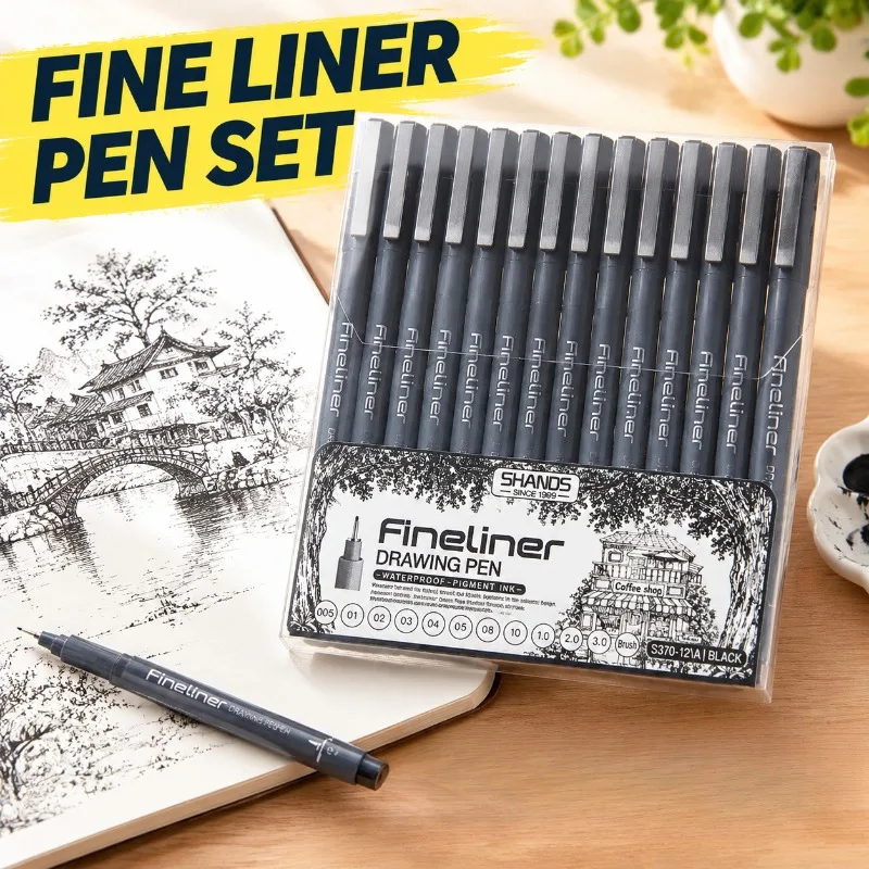Sketch Contour Fineliner Pen Kit Fast Dry Waterproof Needle Nib for Anime Creation Hand-drawn Art Drafting Hobby Stationery