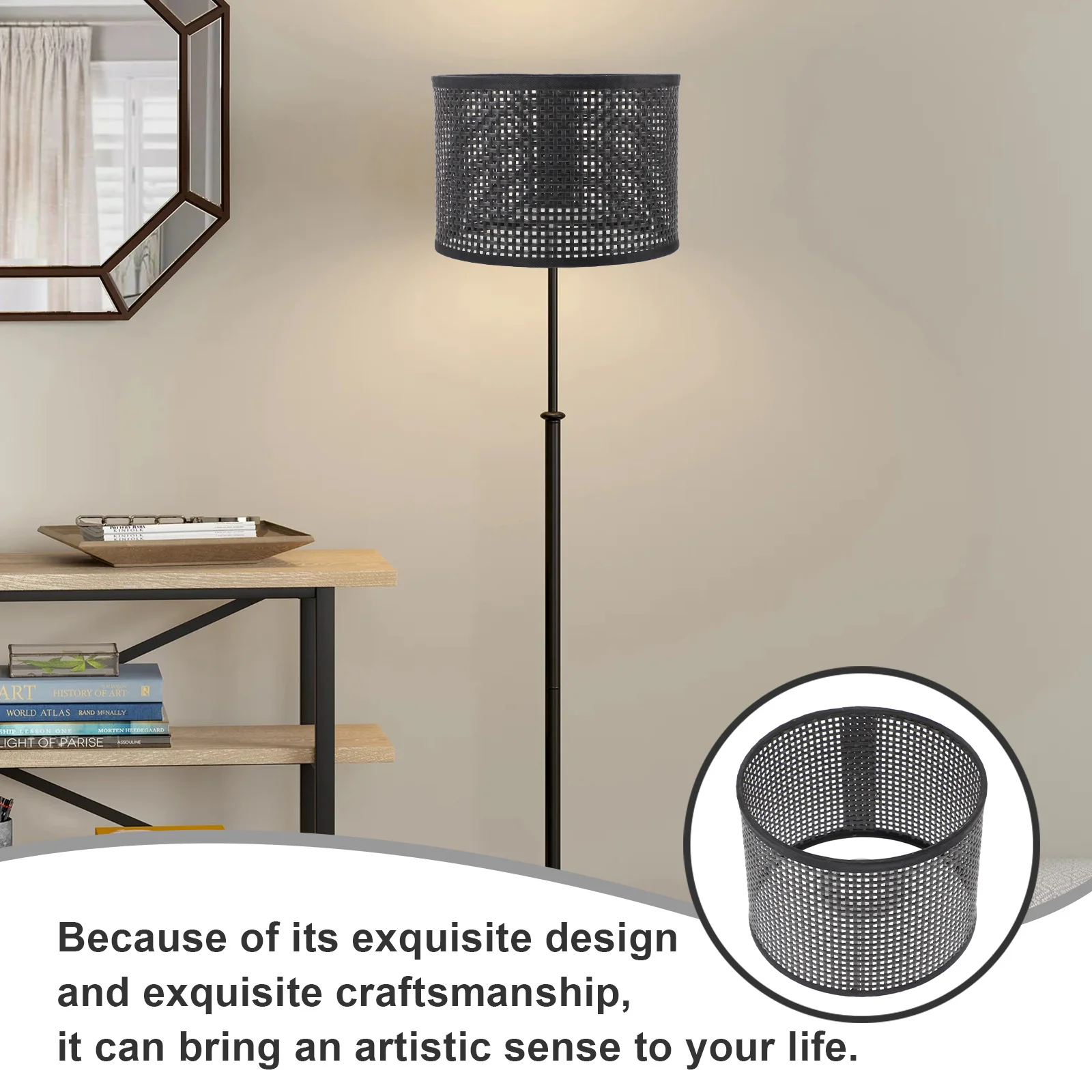 

Rustic Woven Plastic Lamp Shade Durable Decorative Pendant Ceiling Light Cover Soft Light Protection Lampshade for Home Hotel