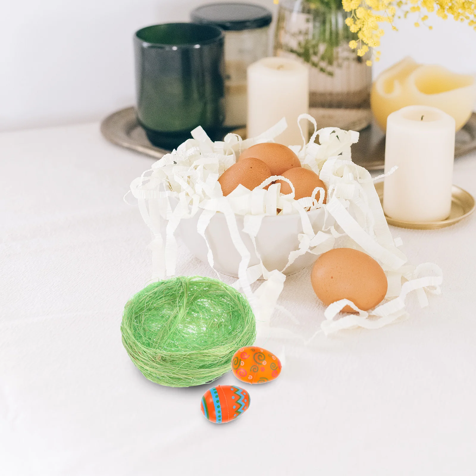 

4Pcs Decorative Faux Bird Nest Set Thickened Coconuts Fiber Hanging Cage Bedding for Budgie Cockatiel Lovebird Mini Egg Holder