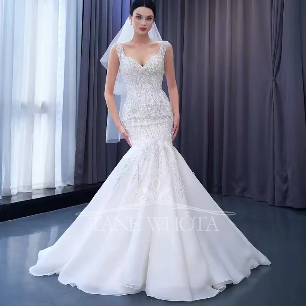 

Элегантное настраиваемое свадебное платье без рукавов с сердечком на шнуровке сзади, расшитое блестками, свадебное платье-футляр