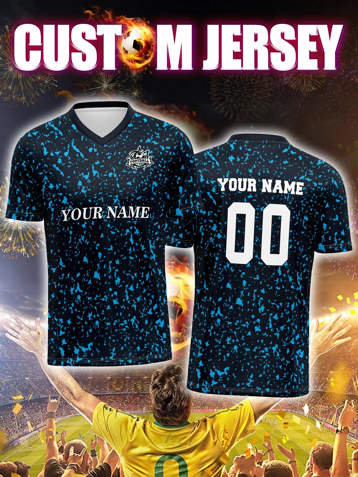 

Футболка для футбола с индивидуальным изображением, номером и именем, форма для местного любительского клуба.