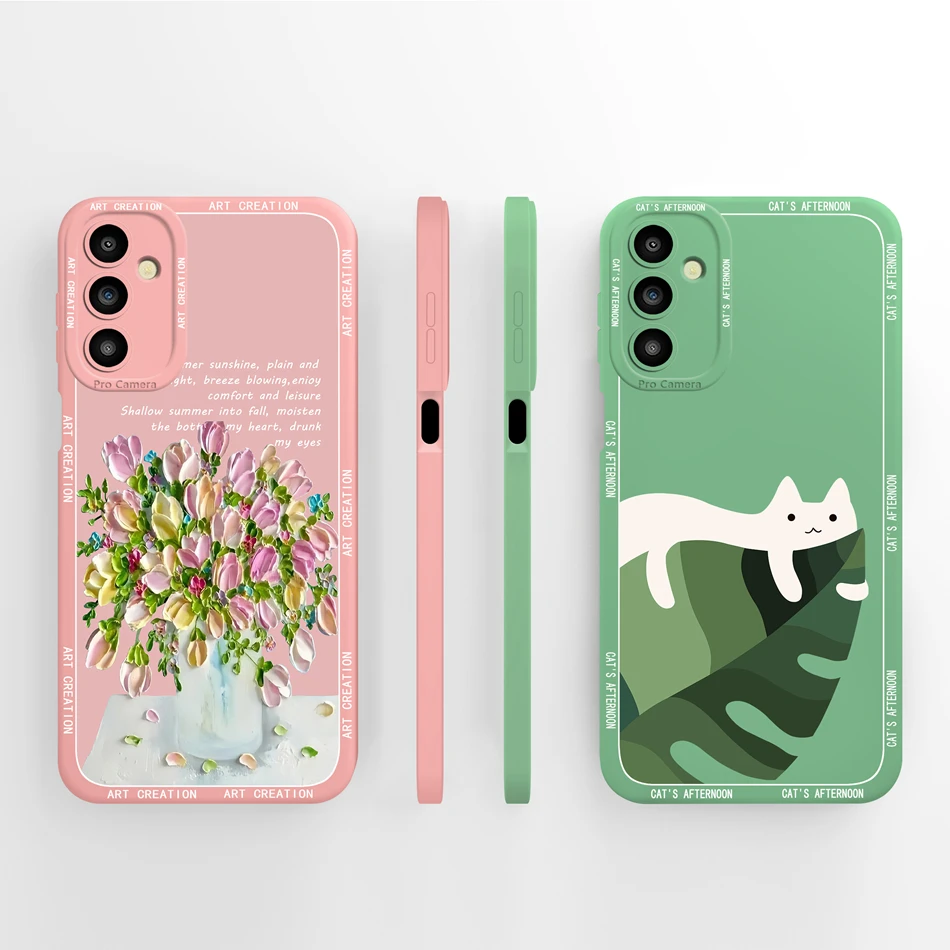 For Samsung A14 Case Artistic Style Anti Choc Full Coverage Liquid Silicone Back Cover For Samsung Galaxy A14 A 14 Funda Coque image 3