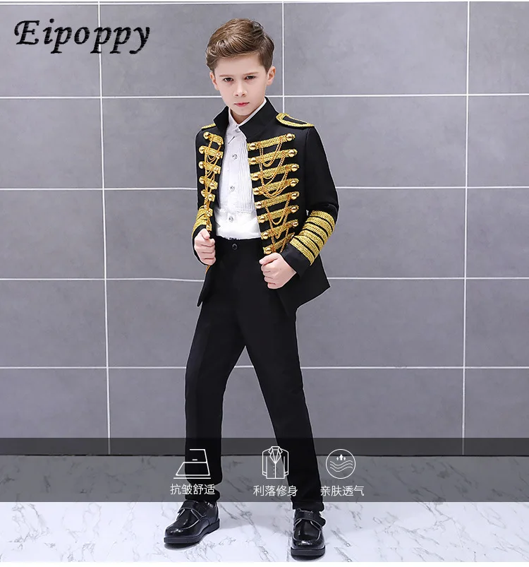 Costume da palcoscenico per abiti militari con nappe in stile europeo per ragazzi