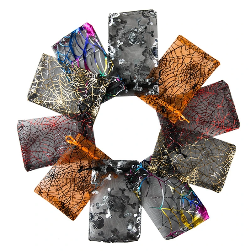 10/20 stücke Geist Halloween Kordelzug Organza Beutel Verpackung Beutel Geschenk Tasche Halloween Party Dekoration Karneval Festival Geschenk Tasche