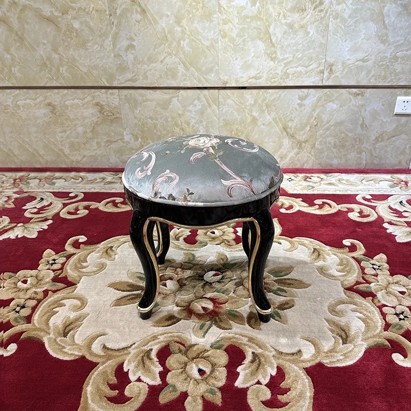 French solid wood fabric embroidery dressing stool, European bedroom dressing stool dressing table household mini