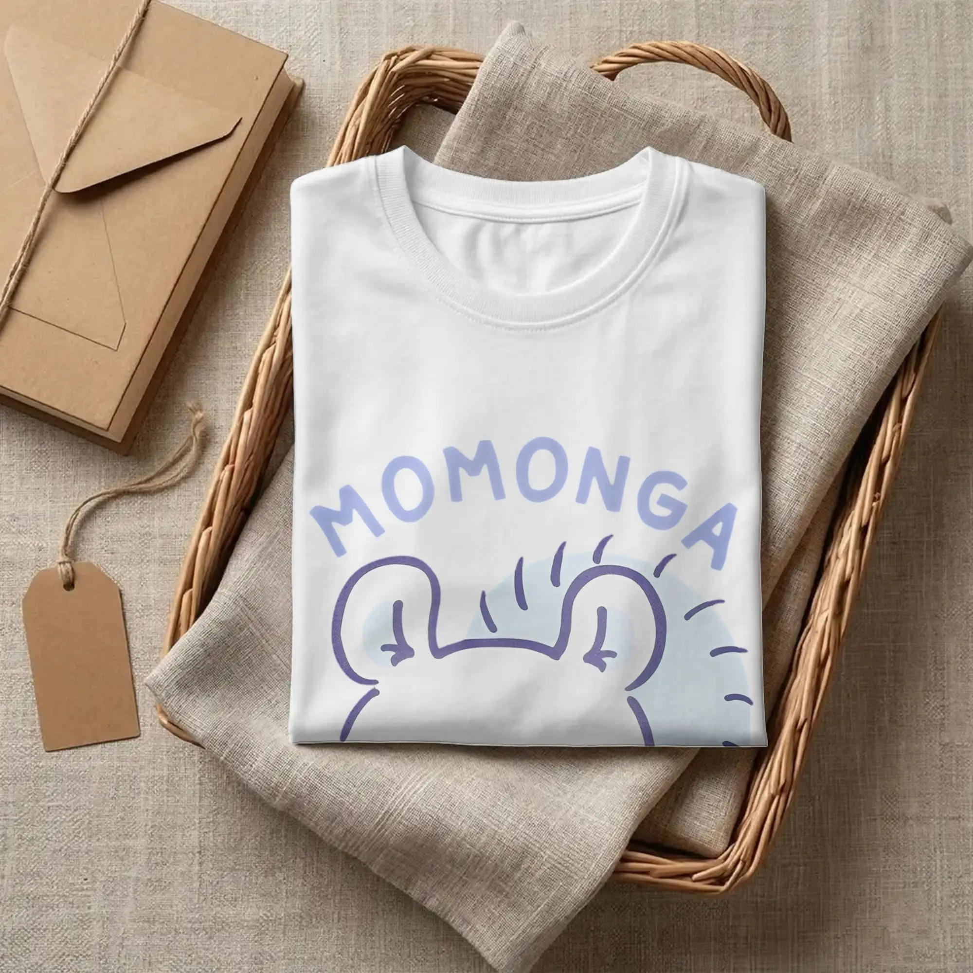 Chiikawas Weißes Momonga-T-Shirt für Herren und Damen, Baumwolle, Vintage-T-Shirts, Rundhals-T-Shirt, kurzärmelig, Geschenkidee – Detail 1