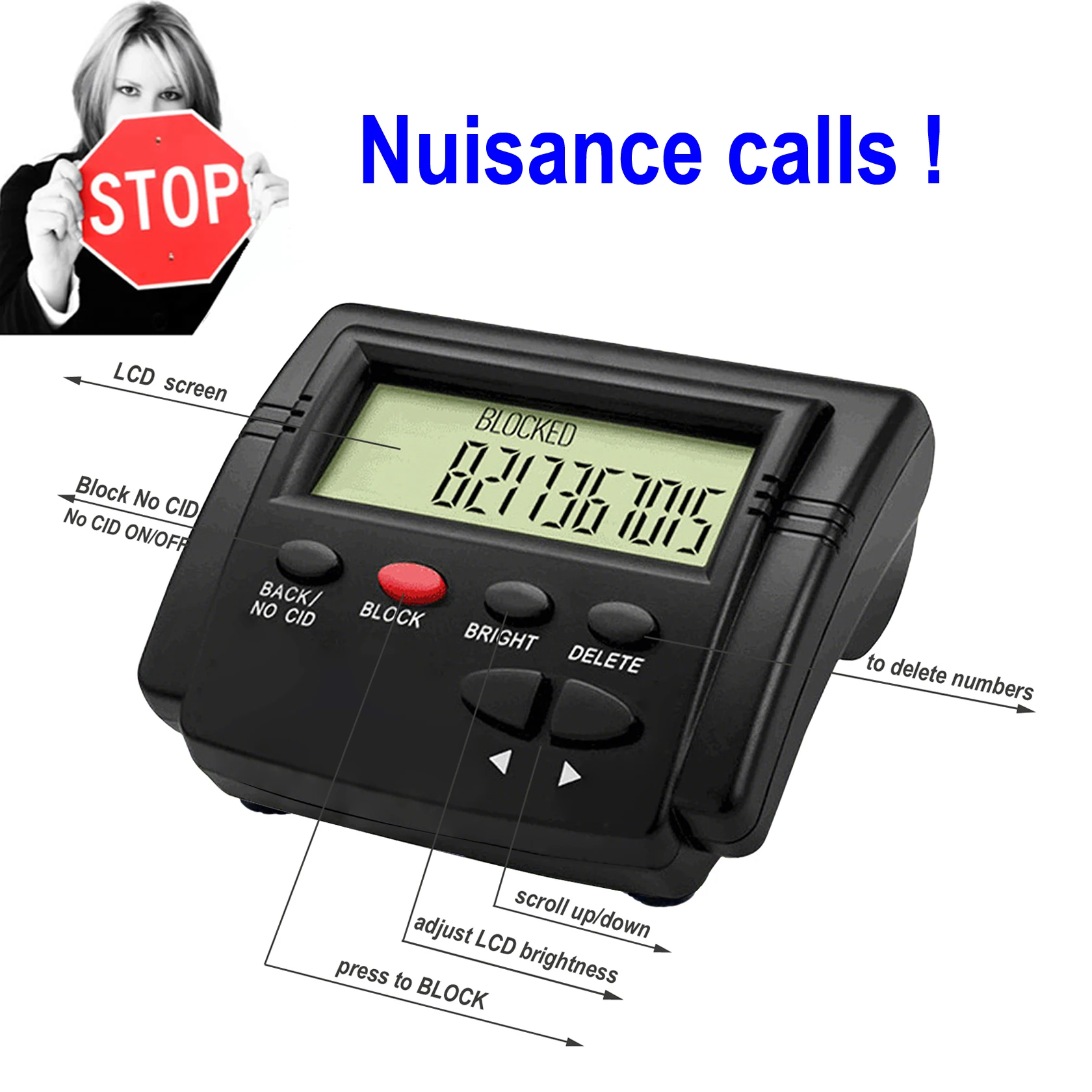 صندوق مانع الاتصال للهواتف الأرضية، سعة 4000 رقمًا - لمنع الأرقام المخفية، ومكالمات Telemarketer، ومكالمات Nuisance