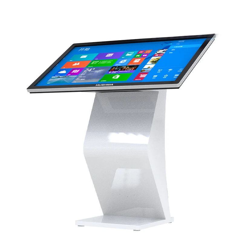 HUSHIDA Interactive LCD Panel Digital Information Display 32 43 Inch All in One Touch Screen Kiosk Standing Advertising