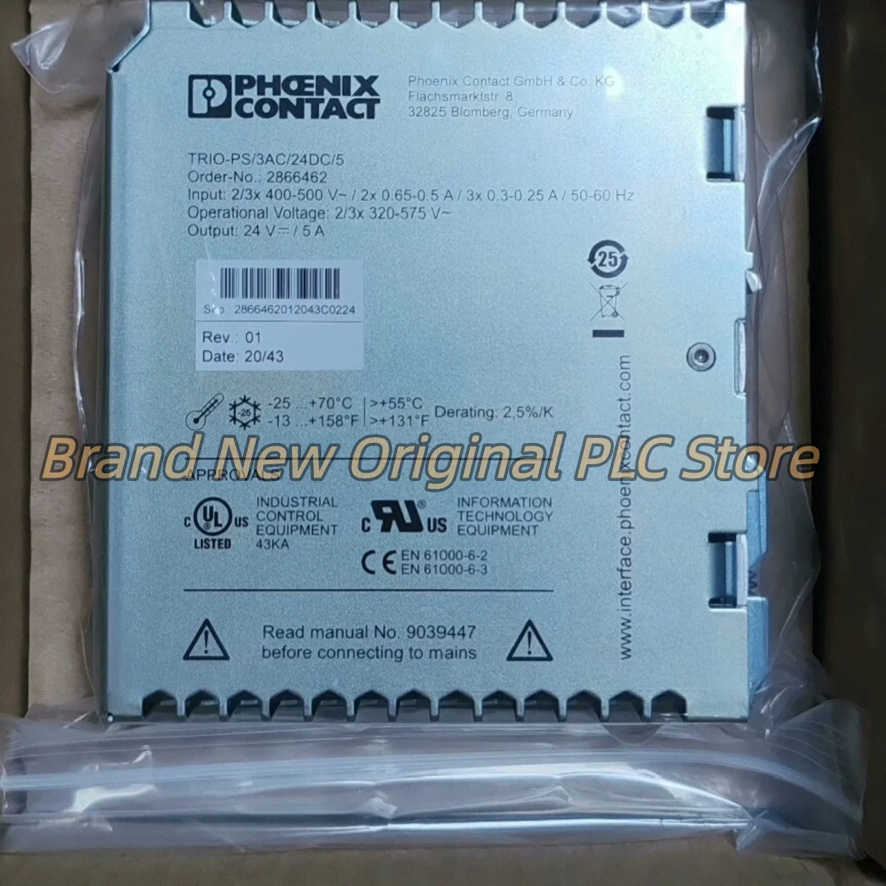 

2866462 TRIO-PS/3AC/24DC/5 switching 2866475 TRIO-PS/1AC/12DC/ 5 power supply