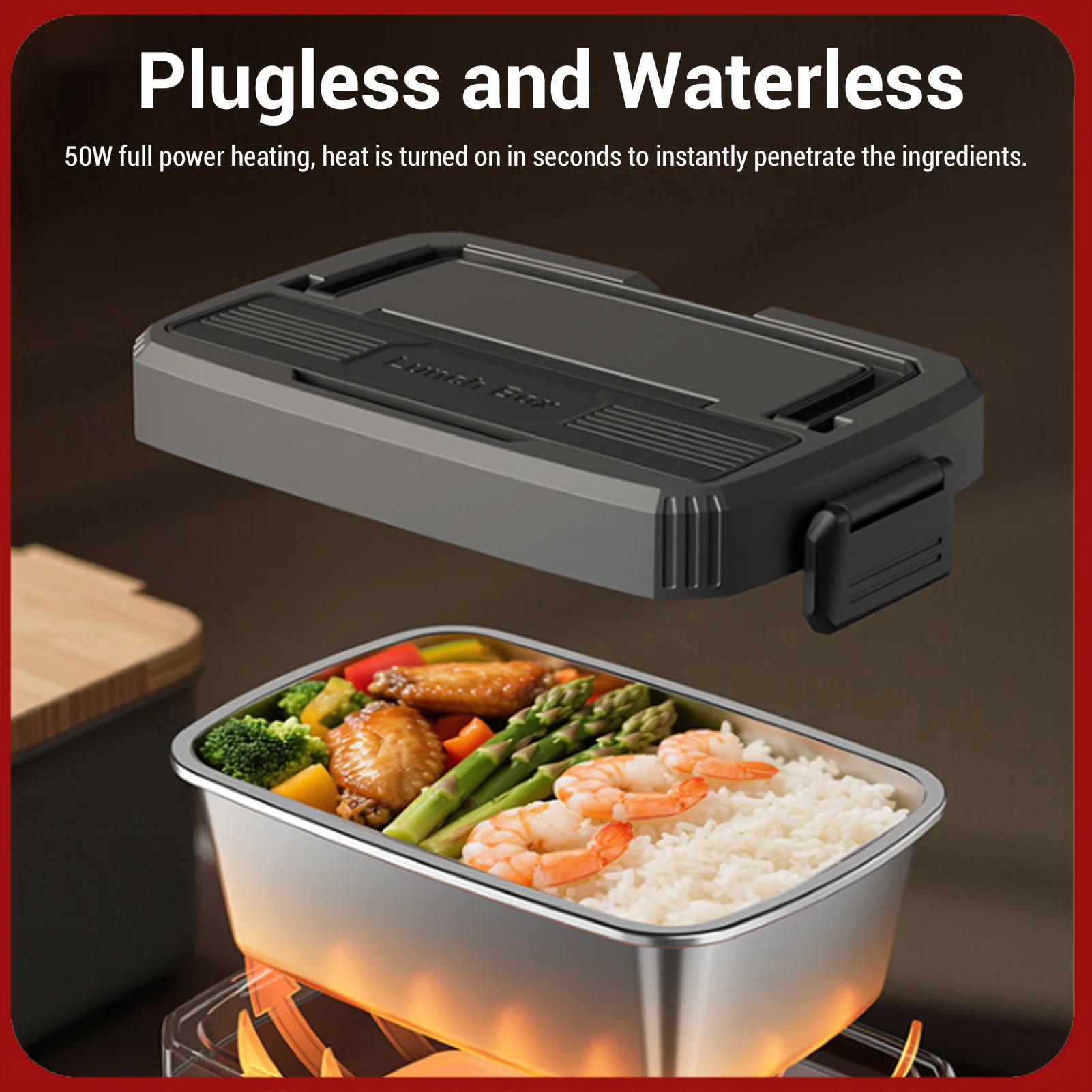 

Electric Lunch Box Rechargeable Cordless Large Capacity Fast Heating Portable Lunch Warmer