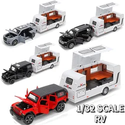 1/32 Trailer RV Truck Toy Model Car Alloy Diecast Off-road Vehicle Camper with Sound Light Toy Car Model Kid Toy Collection Gift