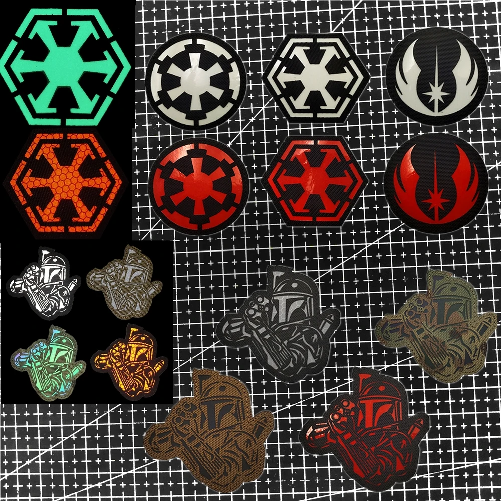Parche Reflectante de , Mandalorian, Jedi, Sith, Imperio, Parche Mágico, Parche de Moral, Parche Luminoso en la Oscu...