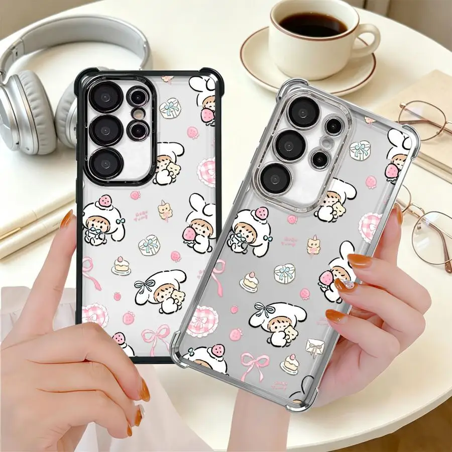 Soft Phone Cover Case for Samsung Galaxy S26 Ultra S25 Edge Note 20 S23 Plus S21 S22 S24 S20 FE Cartoon Bunny