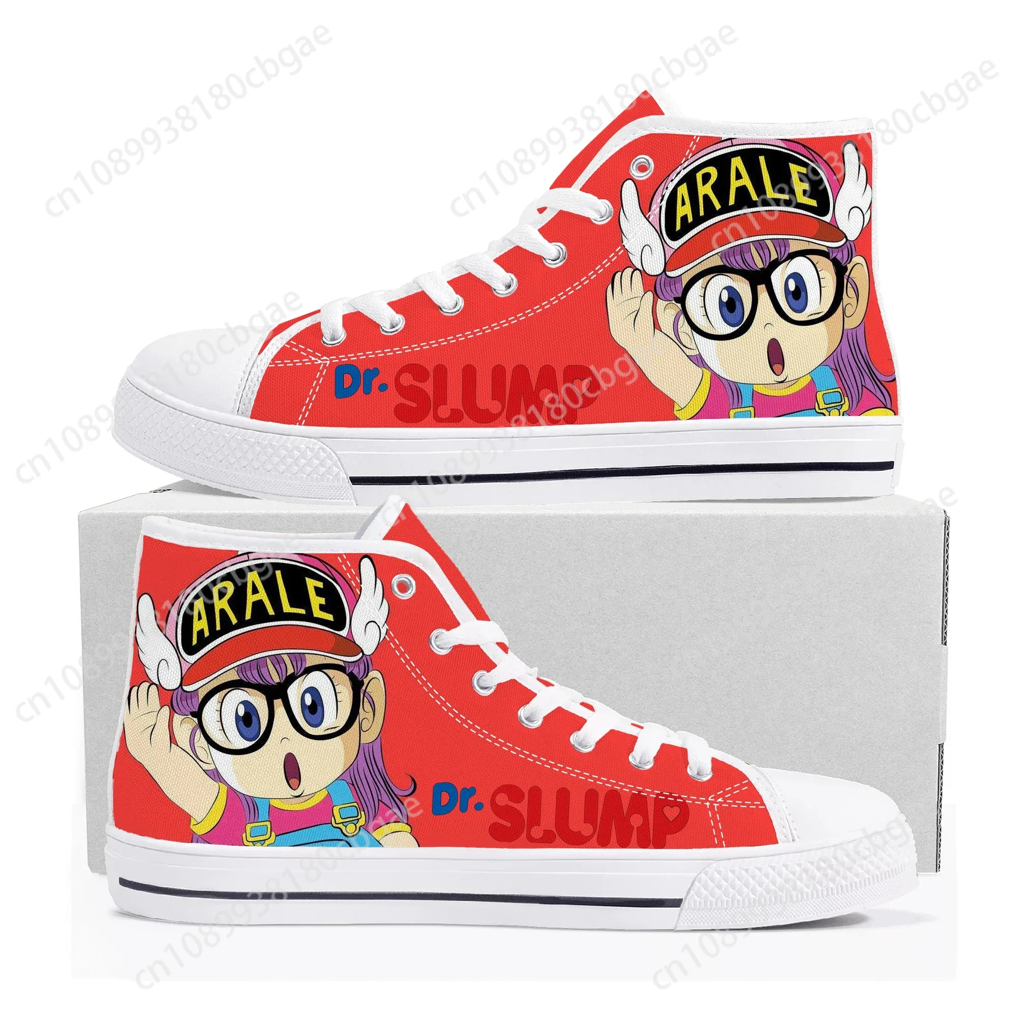 

Anime Cartoon Arale Dr Slump High Top Sneakers High Quality Mens Womens Teenager Canvas Sneaker Casual Couple Shoes Custom Shoe