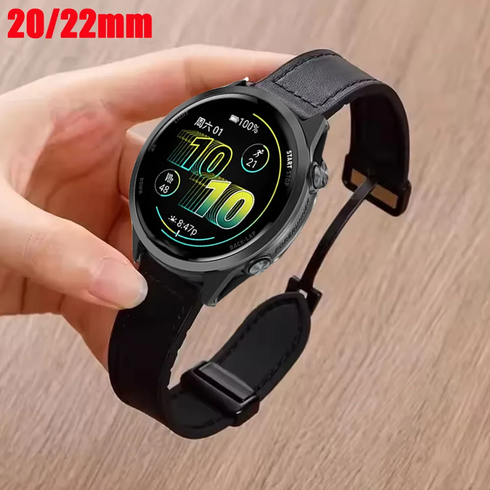 20 22 mm Leder-Silikonarmband für Garmin Forerunner 570 970 265 255 158 165/Active 6/Vivoactive 6 5 4 3Music/Venu 2 3 SQ2 Band