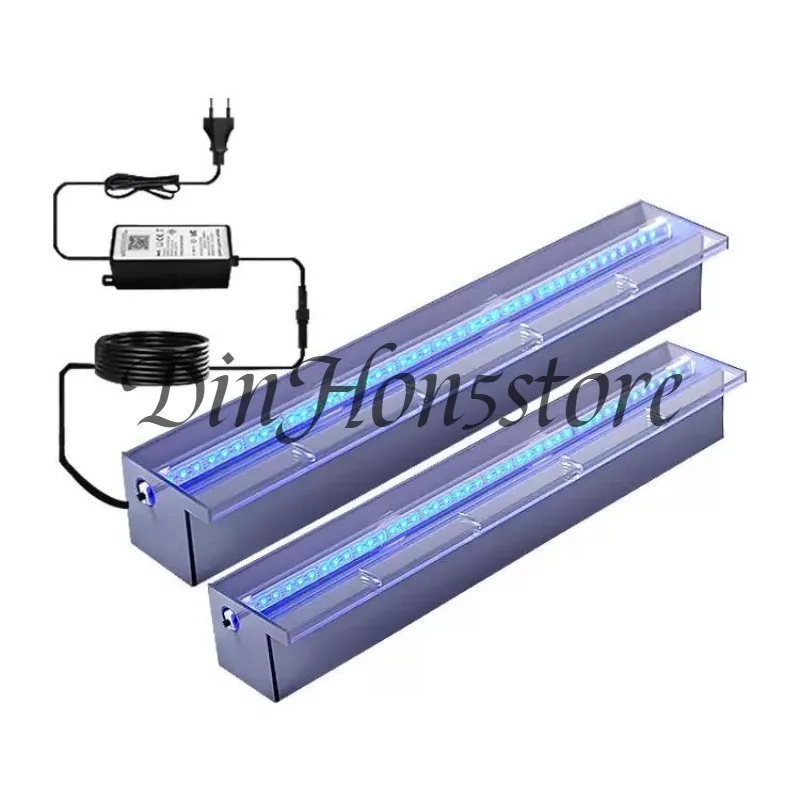 Acrylic Sheer Descent Waterfall Wall Fountain, LED Light Water Blade Cascade for Swimming Pool, Spa & Garden Landscape Design