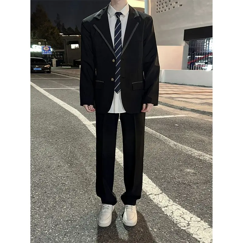 

Весенне-осенний новый мужской костюм Briti Sle, модный модный комплект джета и брюк для молодежной повседневной одежды