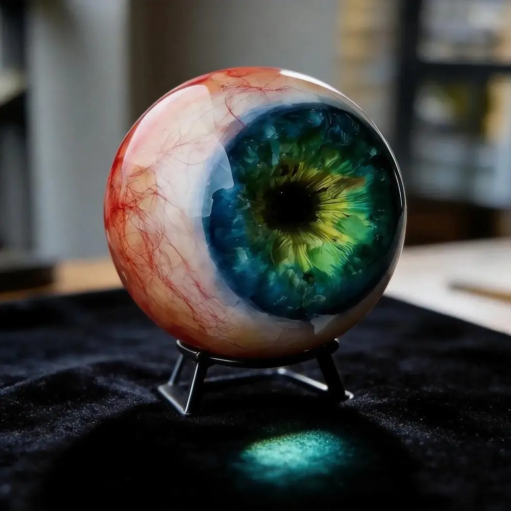 Decoración Ojo de Monstruo 3D Hiperrealista, Ojo Redondo de Gato, Figura de Ojo Gótico con Soporte, Decoración para el Hogar y Escritorio