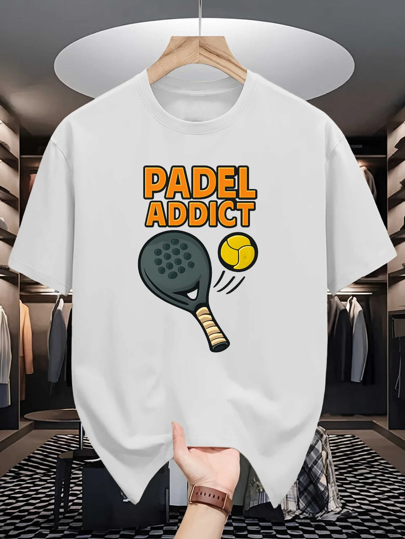 Padel Racket And Ball Graphic Mens Crew Neck T Shirt Padel Addict Tennis Print Short Sleeve Casual Cotton Daily Street Tops