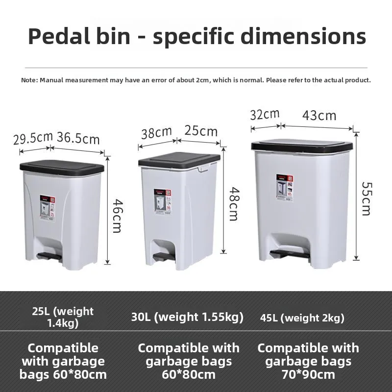 

Foot Pedal Tra Can Large Size Kitchen Special Rectangular 30L Living Room Narrow Paper Basket Home Use with Lid Commercial