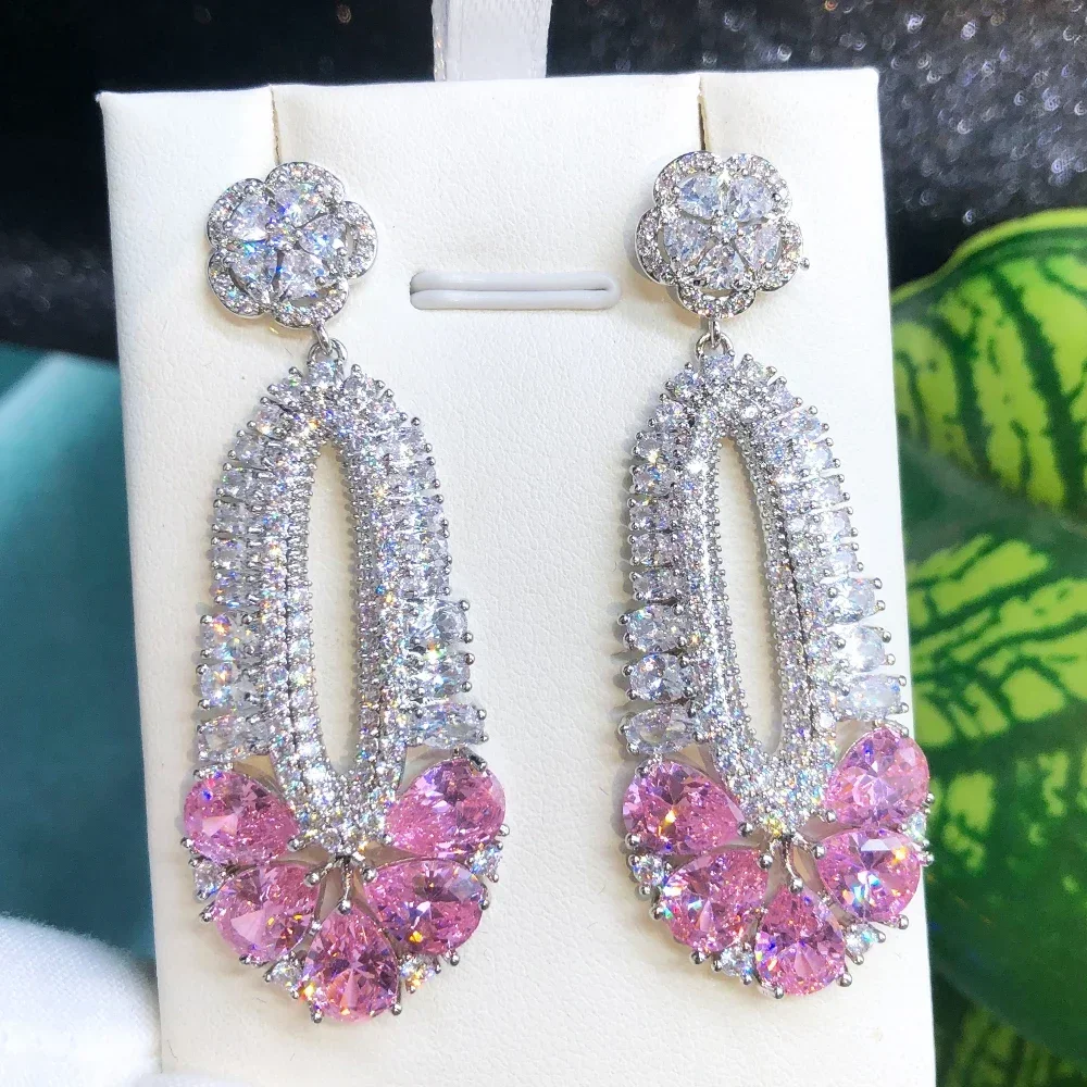 

Kellybola Summer Spring Charm Dangle Earrings Full Cubic Zirconia for Women Wedding Cute Summer Trendy Earrings High Quality