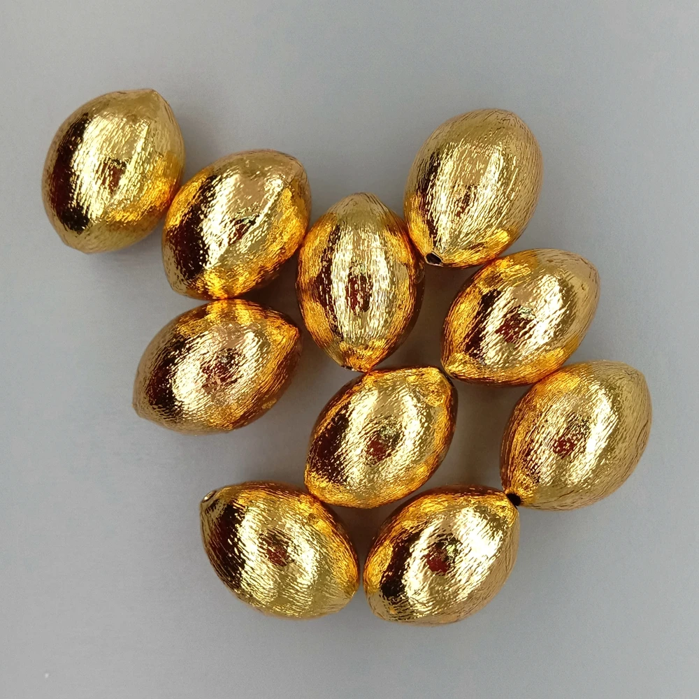 Wholesale 10 PCS Matte Finish Capsule Shape 14x20mm Beads Gold Plated DIY Beads Handmade Components Jewelry Supplies