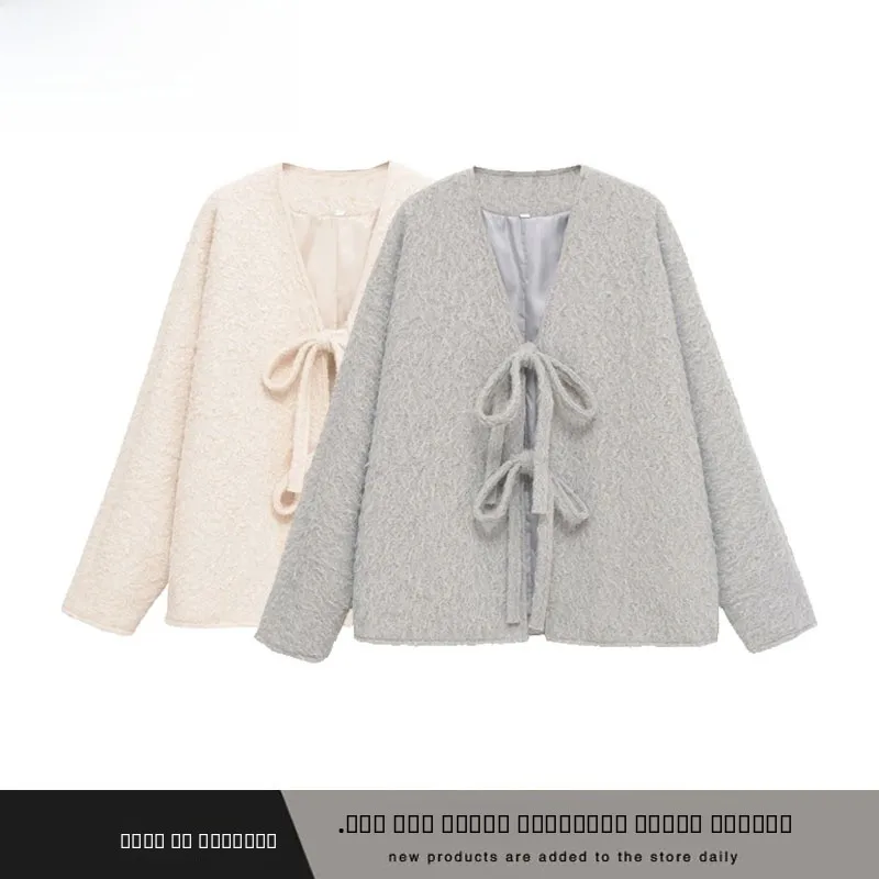 

Faionable повседневное свободное шерстяное длинное пальто с поясом для женщин, универсальная верхняя одежда Sli European Sle из полиэфирного волокна