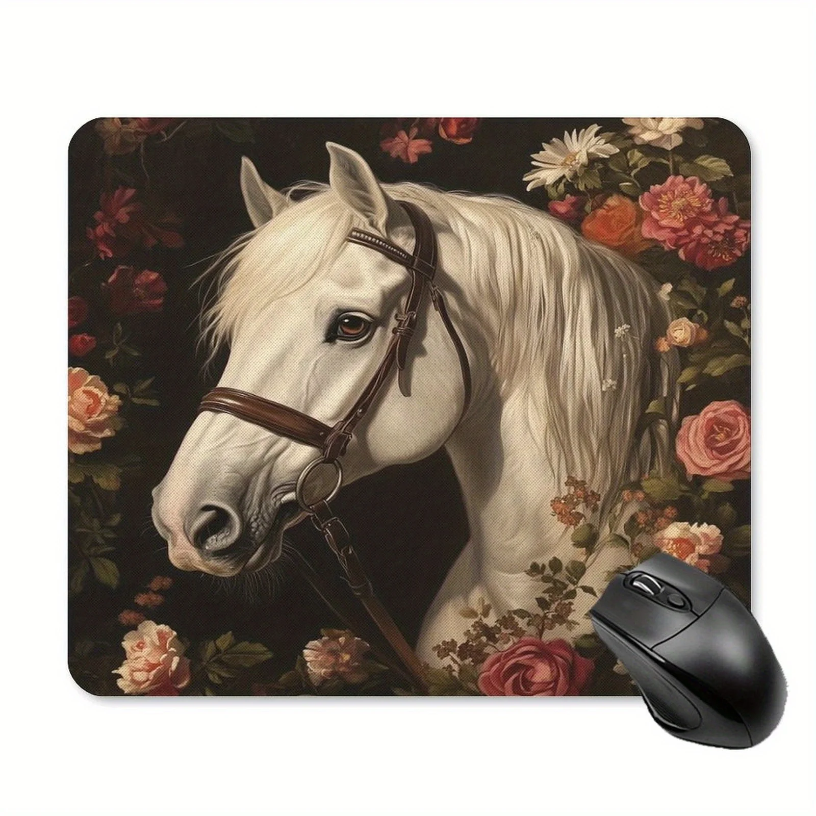 

The White Horse flower mouse pad anti-slip rubber base is suitable for offices and gamers to use for high-definition printing