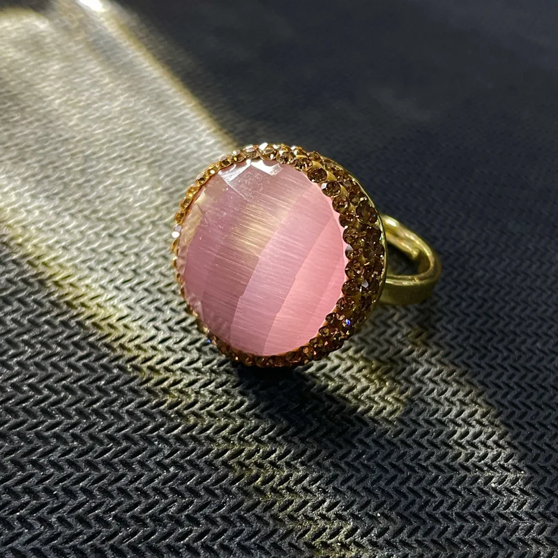 Vintage Natural Amethyst Ring Raw Crystal Stone Adjustable Size for Women Gold Plated Retro Jewelry Suitable for Index Finger image 2